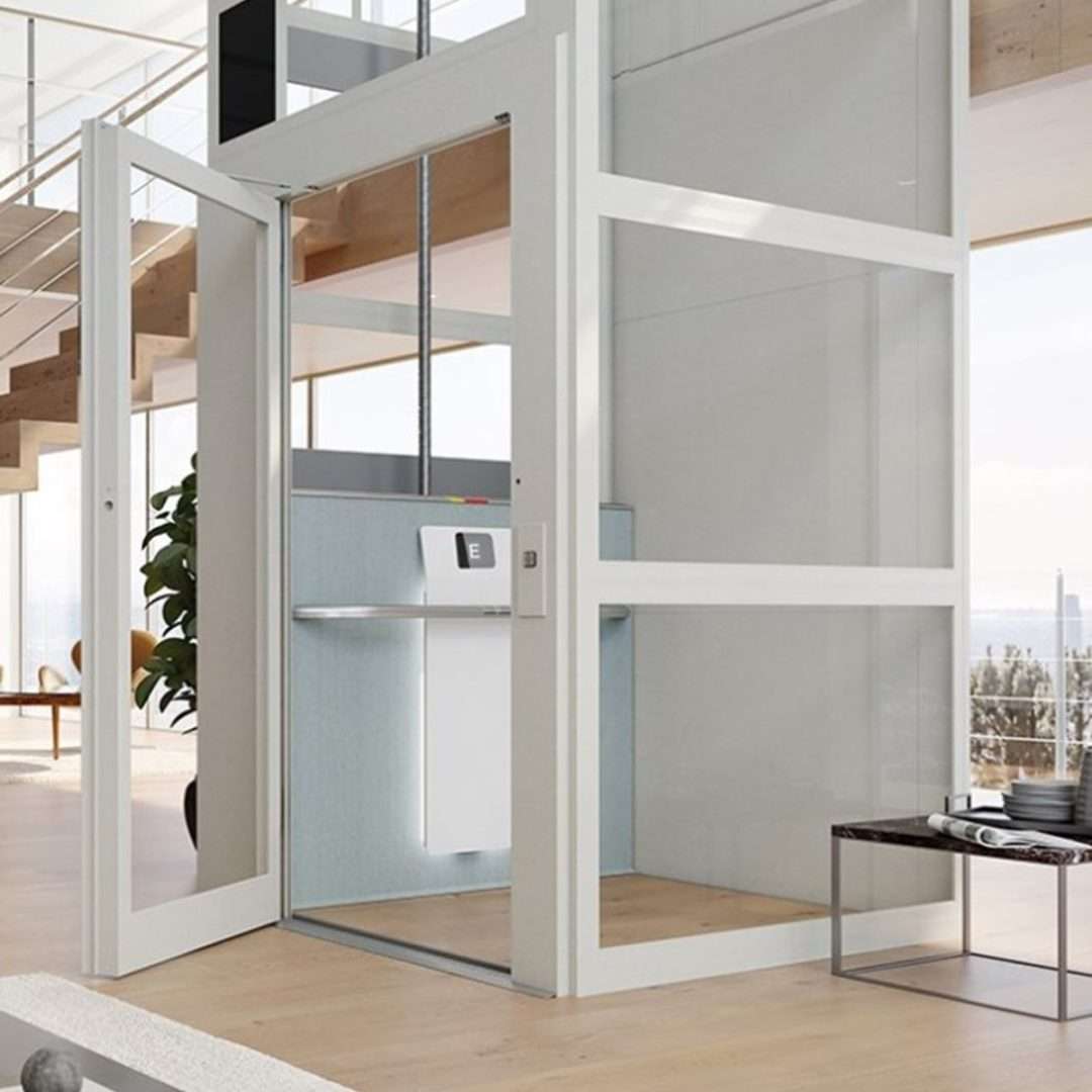 Cibes Home Lift at it's bottom position with the door open