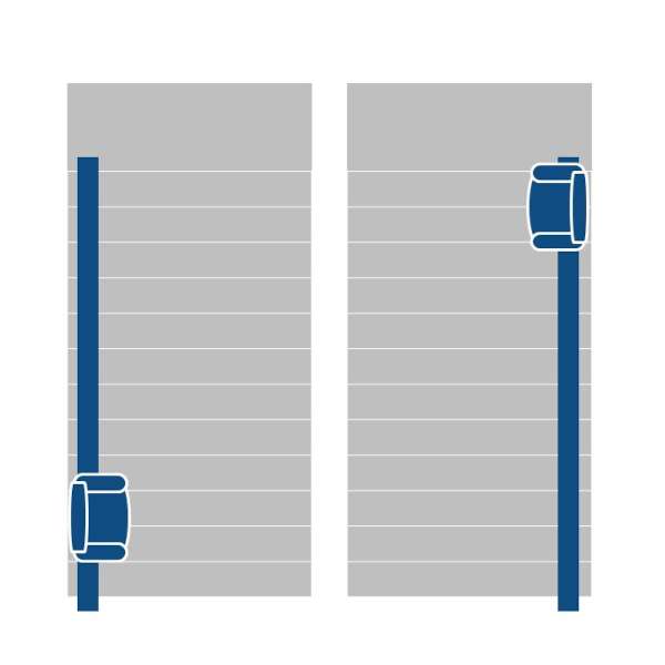 Diagram of two straight stairlifts for a curved staircase