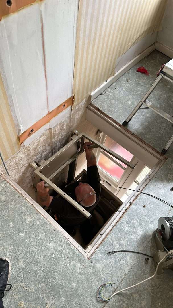 Engineer removing part of the wessex lift